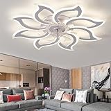 Moderner Deckenventilator, wendbar, dimmbar, mit App-Steuerung und Timer, weiße Farboption für Wohnzimmer oder Schlafzimmer