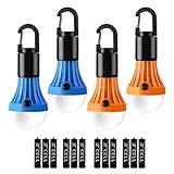 Lepro Campinglampe, Tragbare Zeltlampe, LED Camping Laterne, Camping Licht, Glühbirne Set-Notlicht 4 Stück für Camping Abenteuer Angeln Garage Notfall Stromausfall, 12 AAA Batterien enthalten