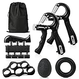 Prochosen Handtrainer Fingertrainer mit Couting-Funktion, 10-60 kg Einstellbarer Griffkraf ttrainer, Handübung Grifftrainer Ball Grifftrainer Ring Fingerhantel zur Fitness Krafttraining