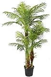 Große Künstliche Palme Deluxe 180cm mit 3 Stämmen und 30 Palmenwedel Kunstpflanze Kunstpalme Zimmerpflanze
