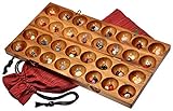 LOGOPLAY 85 Hus - Bao - Kalaha - Bohnenspiel - Muschelspiel - Edelsteinspiel aus Samena-Holz inkl. Edelsteinen und Stoffbeutel