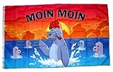 Fahne/Flagge Moin Moin Seehunde Pfeife 90 x 150 cm