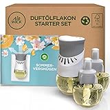 Air Wick Duftölflakon – Duftstecker Starter Set mit 3 Duftflakons – Raumduft & Lufterfrischer – Duft: Sommervergnügen – Blumiger Duft für die Steckdose – 1 x Gerät und 3 x Nachfüller