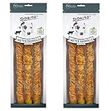 Dokas Dog Snack 1 m Kaurolle für Hunde aus Rinderhaut mit Huhn - Doppelpack - 2 x 315g