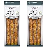 Dokas Dog Snack 1 m Kaurolle für Hunde aus Rinderhaut mit Huhn - Doppelpack - 2 x 315g