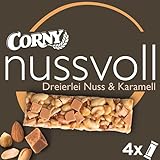 Corny Nussvoll Dreierlei Nuss und Karamell, Nussriegel, Schachtel mit 4 Riegeln (4 x 24g)