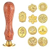 Ouligay Wachssiegel Stempel Set, 10 Stück Klassischer Siegelstempel Set mit Holzgriff, Siegelwachs Stempel Kit, Wachs Stempel, Wachs Siegel Stempel Kit für Geschenk Einladungen Umschläge Briefe