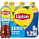 LIPTON ICE TEA Zero Lemon, Zuckerfreier Eistee mit Zitronen Geschmack, EINWEG (6 x 1.25 l)