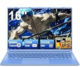 2025 Gaming Laptop 16 Zoll Win11 12+512GB SSD Unterstützung 2TB(HDD-2TB) 1920x1200 Notebook 4-Core Celeron N5095 (bis 2.9GHz) Laptop mit Nummerntastatur WiFi Mini HDMI Deutscher Tastaturschutz-Blau