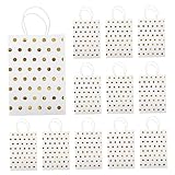 OFFSCH 16Stücke Handgefertigte Kraftpapiertüten mit Goldpunkten Robuste Geschenktüten für Hochzeiten Partys und für Süßigkeiten und Mitgebsel