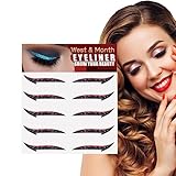 Glitzer-Eyeliner-Aufkleber,5 Paar glitzernde, selbstklebende Eyeliner-Schablonen | Eyeliner-Werkzeug, Make-up-Aufkleber, glitzernder, langlebiger Aufkleber-Eyeliner für Frauen und Mädchen Teksome