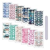 Ailvor Nagelsticker, 12 Blatt Nagelfolie Selbstklebend mit 1 Stück Nagelfeile, Nagelkunst Sticker Set für Frauen DIY Nail Art Dekoration