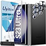 Uyiton für Samsung Galaxy S23 Ultra Schutzfolie, 2 Stück Weich EPU Folie und 2 Stück Kameraschutz, Kratzfest Blasenfrei HD Klar Displayfolie Fingerabdruck Entsperren für Samsung S23 Ultra
