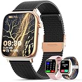 elfofle Smartwatch Damen Herren mit Telefonfunktion, 1,83' HD Touchscreen, IP67 Wasserdicht /SpO2 Fitness Tracker/Menstruationszyklus Herzfrequenz Schlafmonitor für iOS Android Schwarz Gold