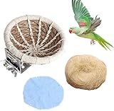 PINVNBY Vogelnest aus Hanfseil, für Sittiche, Zuchtnest, Bett, kleiner Papageienkäfig, Brutkasten mit Flanell, für Wellensittiche, Nymphensittiche, Sittiche, Sittiche, Nymphensittiche, Sittiche