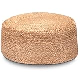 Decorasian Pouf Hocker – Sitzkissen Tatami Kissen geflochten aus Jute – Sitzpouf im Boho Stil - Sitzhocker rund 40cm x 15cm
