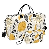 Lemon Travel Duffle Bag Gym Bag Seamless Pattern of Lemon Weekender Bags for Women with Toiletry Bag Travel Tote Bag Swim Bag, Multi 67, Einheitsgröße