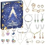 Schmuck Adventskalender Damen 2024 Mädchen Weihnachtskalender, 24 Überraschungen Armband Halskette Ring Ohrringe - Countdown Kalender, Damen Schmuck Set, Weihnachten Geschenk für Damen Mädchen