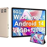 Android 14 Tablet mit Widevine L1, 8000 mAh + 18 W Schnellladung, 5 MP + 13 MP, Tablet 11 Zoll mit 20 GB RAM + 128 GB ROM (erweiterbar 1TB), 5G WLAN, GPS, Octa-Core 2.0 GHz, 1280 x 800, Face ID,