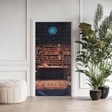 Türfolie Selbstklebend 3D, Türtapete Selbstklebend Bücher Bibliothek Bücherregal, Türaufkleber PVC Abnehmbare Türposter für Tür Schlafzimmer Wohnzimmer Deko 95 x 215cm
