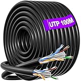100m Cat 6 Verlegekabel Outdoor schwarz 23AWG UTP LAN Kabel 250MHz 1Gbps Netzwerkkabel 100m Massen Installation Ethernet Patchkabel Roh-/Erdverlegung Datenkabel für Außenbereich, RJ45 Wlan Kabel