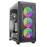 Xilence Xilent X X912.ARGB Gaming PC Gehäuse, 3X 120mm ARGB Lüfter, 1x schwarzer Lüfter, ATX Midi Tower Case, Mesh Front Panel für Guten Airflow und PWM/ARGB Control Board, Glas Side Panel, schwarz