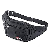 wasserdichte Bauchtasche Geeignet für Reise, Sport & alle Outdoor Aktivitäten, Hüfttasche für Damen und Herren, Bauchtasche Wasserdicht Hüfttaschen für Running (Schwarz)