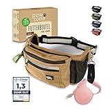 PAWZONE® Futterbeutel Hunde - Leckerlibeutel für Hunde - Bauchtasche für Hunde Zubehör - Leckerlietasche für Hunde - Inkl. Reflektorband & Zusatzgurt für Flexileine (Desert)