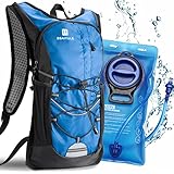 BBAIYULE® Trinkrucksack mit Trinkblase 2L, BPA-Frei| Fahrradrucksack mit Reflektoren | Rucksack mit Trinksystem |Laufrucksack Ultraleicht 380g| Laufen, Fahrrad (Blau+blau Trinkblase)