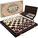 Peradix 48 x48CM Große Schachspiel aus Holz - Klappbares Schachbrett Holz Hochwertig mit 34 Große&Schwere Schachfiguren- Schach für Erwachsene und Kinder (48×48cm, Schwarz)