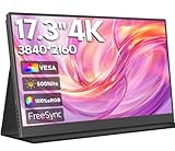 HONGO 4K Portable Monitor 17,3 Zoll 3840×2160 Tragbarer Monitor IPS 100% sRGB, Monitore Erweiterung mit Zwei Lautsprecher, HDR Mobiler Bildschirm für Laptop/PC/Mac/Telefon/PS5/4/ mit USB C Typ C