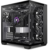 FOIFKIN F300 PC Gehäuse - Vorinstallierte 4 ohne RGB-Lüfter, ATX Mid-Tower Gaming PC Gehäuse, 270° Panoramaglas mit Type-C (Schwarz, F300)