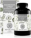 NATURE LOVE® Premium Magnesiumcitrat - 2320mg (360mg elementar) Magnesium je Tagesdosis - 180 Kapseln - Hochdosiert, laborgeprüft, ohne Zusätze, vegan & in Deutschland produziert