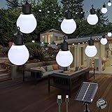 Tacobey Solar Lichterkette Außen Mit 20 Glühbirnen - 10M 100 LED Lichterkette Solar Aussen Wetterfest Weiß, 【USB/Solarbetrieben】 Solarlichterkette für Outdoor Terrasse, Balkon, Gärten Deko