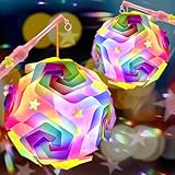 Laterne Kinder, 2er Laternenstab für St Martin mit Multicolor Laterne, Laternenstäbe Kinder Led, Laterne Bastelset, Laterne St Martin mit Laternenstab Elektrisch Kinderpartys, St Martin, Cosplay