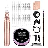 TATELF Permanentes Make up Gerät mit Rotary Maschine Set 20 Stück Patronen Nadeln digitaler Stromversorgung für Ombre Powder Brows Miroblading Shading Eyeliner Lippen