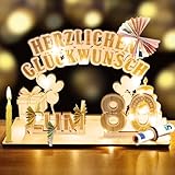 80. Geburtstag Geschenk Mit LED Lichterkette - Geldgeschenke Holz Für Mann Und Frau - Geschenkideen Zum Herzlichen Glückwunsch