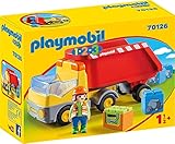 PLAYMOBIL 1.2.3 70126 Kipplaster, Steine Aufladen und Wieder abkippen mit kippbarem Container, ab 1,5 Jahren