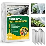 DazSpirit Wintervlies für Pflanzen 35g/m², 2 x 10 m Gartenvlies Frostschutz mit 20 Erdnägeln, Abdeckvlies für Winterschutz, Pflanzenschutz gegen Frost, und Vögel, Ideal für Hochbeet, Gewächshaus