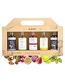 LAUX Essig Öl Geschenkbox | 5 aromatische Sorten: Olivenöl, Walnussöl, Balsam & Aperitif | Perfekt für Salate & herzhafte Gerichte (5 x 40ml)