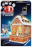 Ravensburger 3D Puzzle 11237 - Lebkuchenhaus bei Nacht - 216 Teile - Weihnachtsdeko für Erwachsene und Kinder ab 8 Jahren - leuchtet im Dunkeln