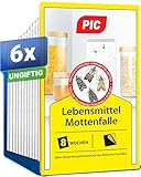 PIC Lebensmittelmotten Falle - 6 Lebensmittelmottenfallen - Mottenfalle mit Pheromon für ideale Wirkung - Mottenfalle Lebensmittel - Effektive Klebefallen zur Befallsermittlung von Lebensmittelmotten