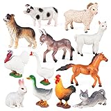 SIENON 12Pcs Bauernhof Tierfiguren Spielzeug Kunststoff, Playset Lernspielzeug Set, Bauernhof Tier Kuchen Cupcake Topper für Bauernhof Geburtstag Weihnachtsfeier