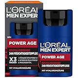 L'Oréal Men Expert Gesichtspflege gegen Falten für Männer, Anti-Aging Feuchtigkeitscreme für müde und matte Haut, Gesichtscreme für Herren mit Hyaluronsäure, Power Age, 1 x 50 ml