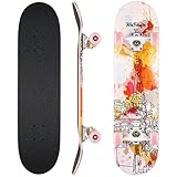 WeSkate Skateboard Komplettboard 79x20cm Holzboard mit ABEC-11 Kugellager 31 Zoll 7-lagigem kanadischem Ahornholz und 85A Rollen für Erwachsene, Jugendliche und Kinder