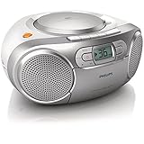 Philips AZ127/12 CD-Soundmachine, CD-Player Tragbar (UKW-Radio, CD, Kassettendeck, Dynamic Bass Boost, Audioeingang) Silber