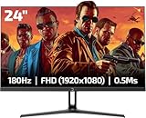 GAMEPOWER Bull T10 24 Zoll Gaming Monitor 180Hz 0,5Ms, PC Bildschirm Full HD 1080P Flat Fast IPS HDR Display, Rahmenloses Computerbildschirm mit FreeSync und G-Sync