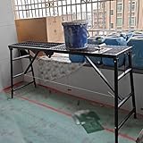 Vibeo Gerüst 30 40 cm Breite Sicherheitsgerüstplattform, Faltbares Tragbares Gerüst mit Beinen, Stabile Arbeitsplattformleiter für Höhenprogramm(L120xW30xH94cm(47x11.8x37))