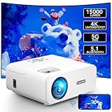 Beamer,15000 Lumen Full HD 1080P Beamer 4K Heimkino Unterstützt, 5G WiFi Bluetooth Beamer Mini LED Beamer 300' Display,Outdoor/Home Video Projektor Kompatibel mit Smartphone/Laptop/TV Stick/HDMI/PS5