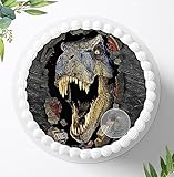 Für die Geburtstags Torte, Zuckerbild mit dem Motiv: Dinosaurier, Dino, Essbares Foto für Torten, Fondant, Tortenaufleger Ø 20cm,0408c